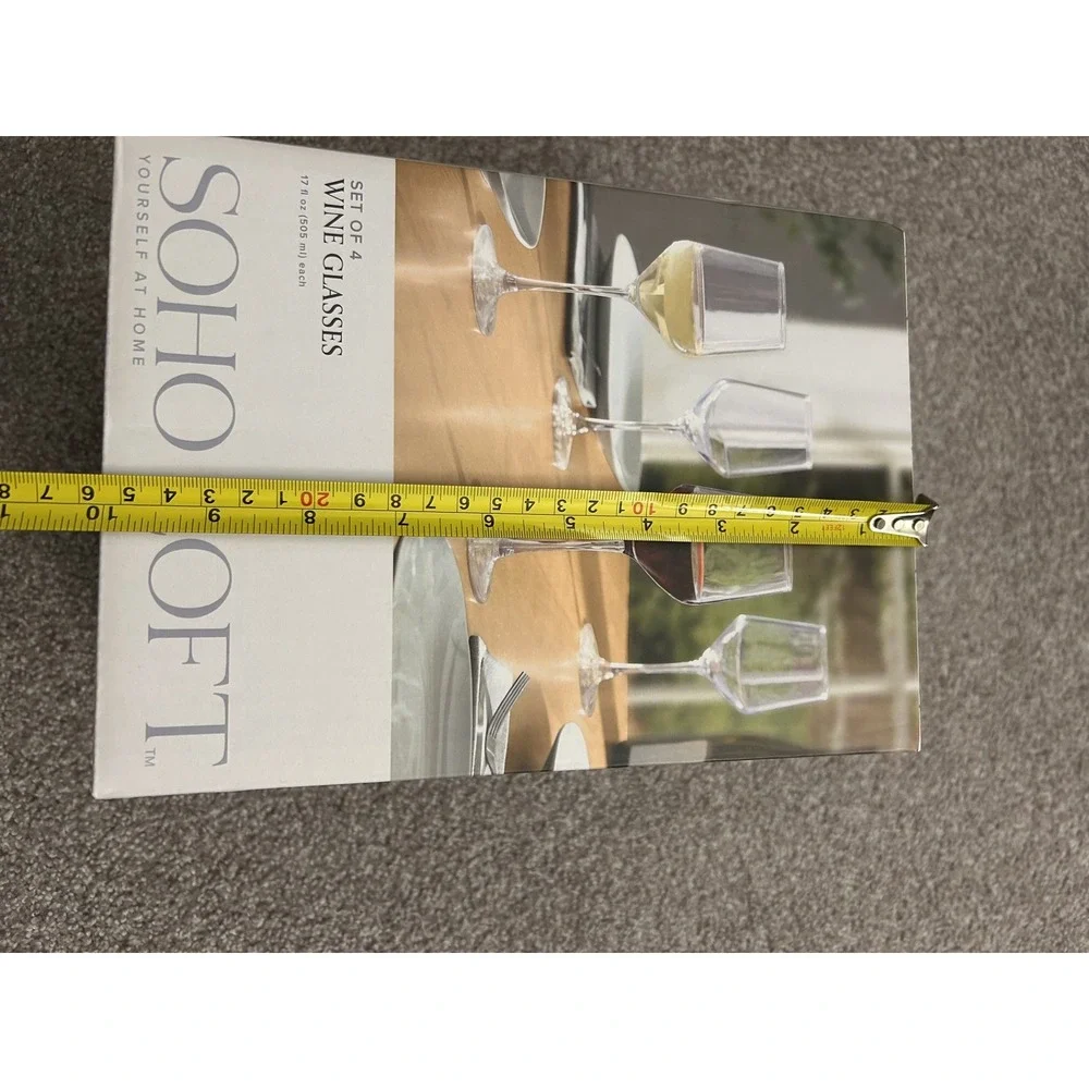 Soho Loft Wine Glasses Set of 4 17oz Clear‎ Excellent Modern Angular Stemware